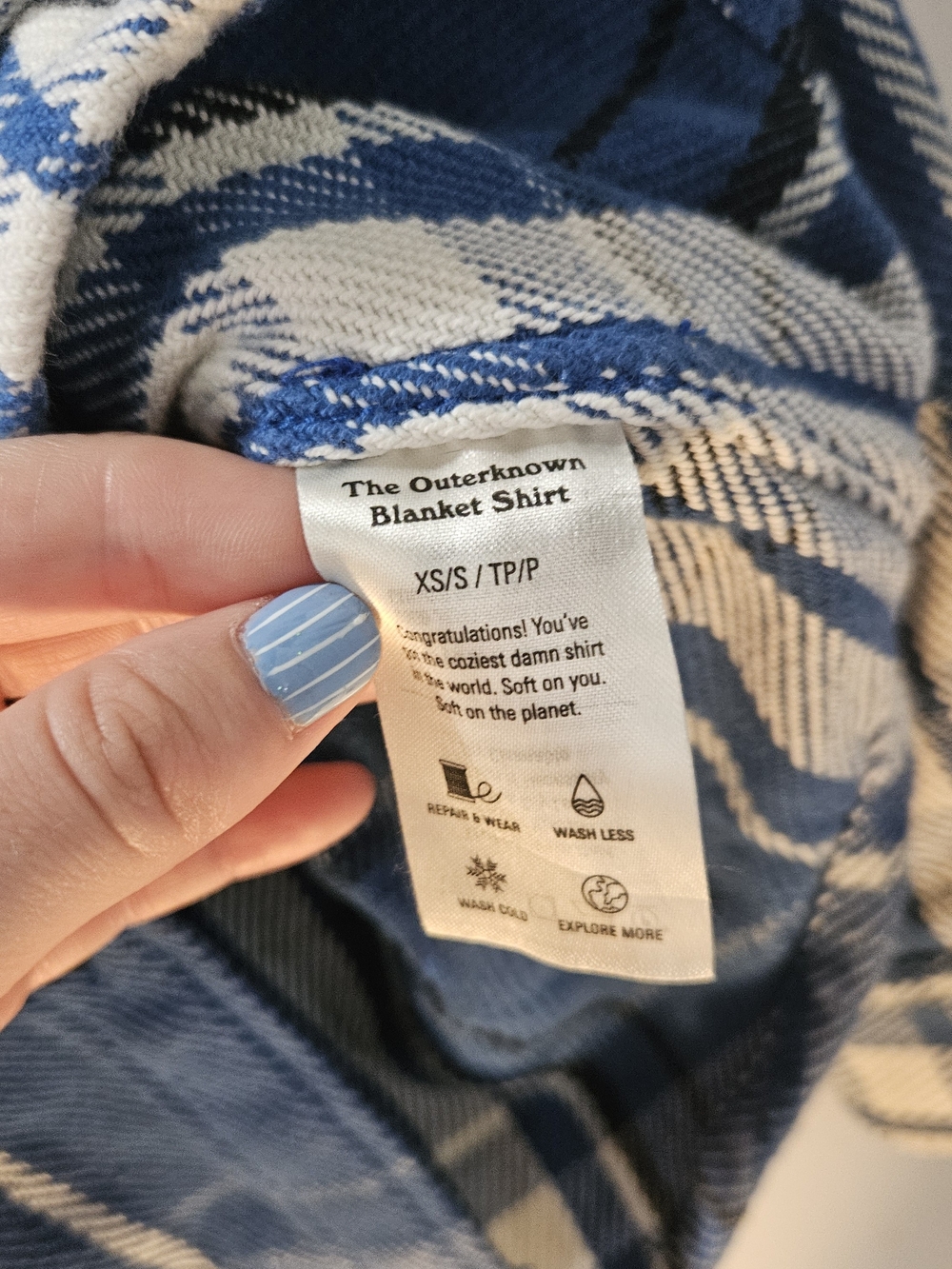Outerknown Blanket Shirt Blue White - Picture 4 of 6